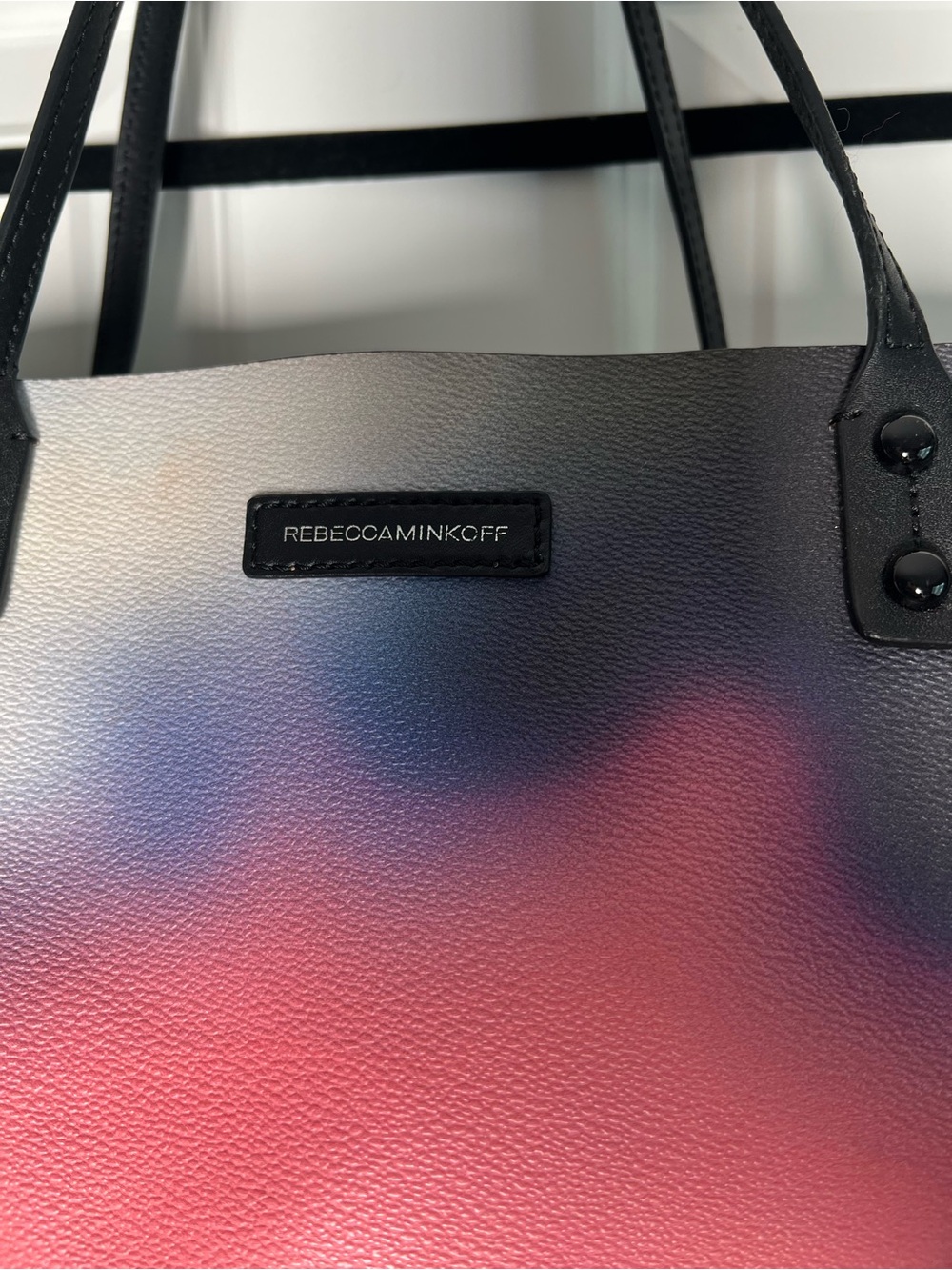 Rebecca Minkoff Pink and Blue Gradient Tote with Black Straps - Picture 2 of 2